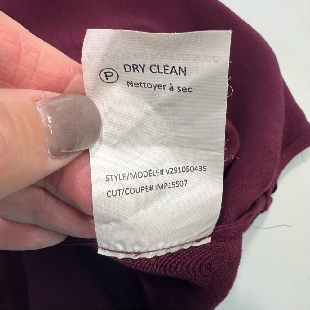 Vince Silk Blend Sheer Long Sleeve Burgundy Shift Dress Tunic Size 4 - Picture 12 of 16